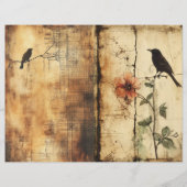 ヴィンテージ オールド ページ フラワー バード ジャンク ジャーナル (正面)