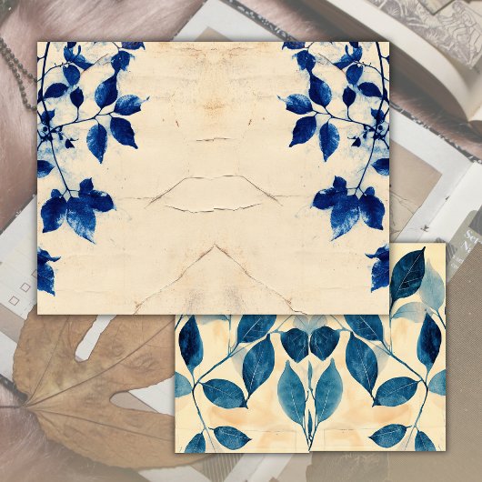 ヴィンテージ オールド ページ ブルー グリーンレイ ジャンク ジャーナル