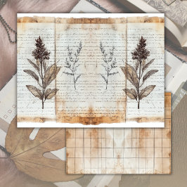 ヴィンテージ オールド ボタニカル ジャンク ジャーナル ペーパー シート