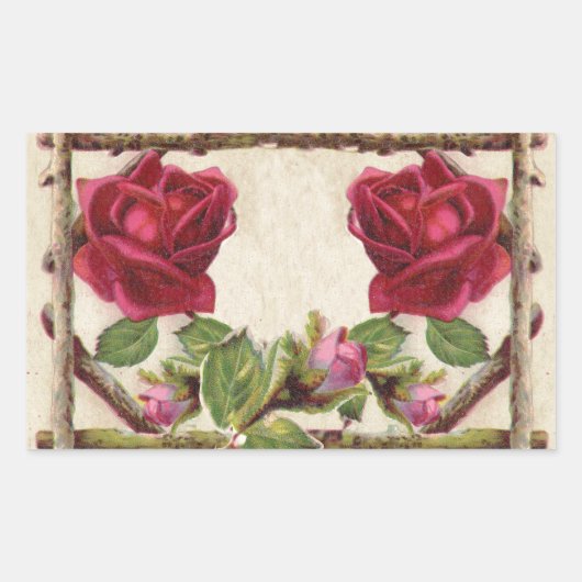 ヴィンテージ オールド ローズ ルースチック ヴィクトリアン アンティーク 長方形シール (正面)