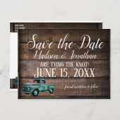 ヴィンテージ・オール素朴ド・トラック・ウェディング・セーブザ・デート ポストカード (正面/裏面)