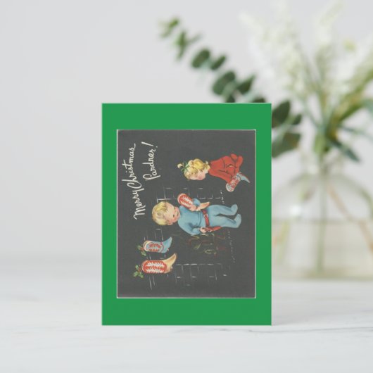 ヴィンテージ「カウボーイキッズ」クリスマス シーズンポストカード (スタンド正面)