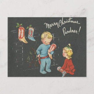 ヴィンテージ「カウボーイキッズ」クリスマス シーズンポストカード
