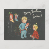 ヴィンテージ「カウボーイキッズ」クリスマス シーズンポストカード (正面)