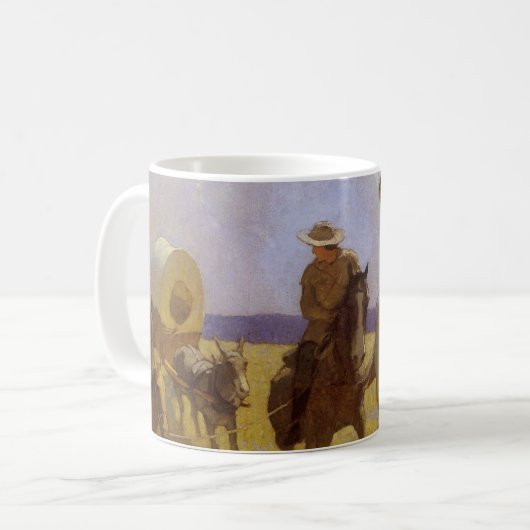 ヴィンテージ・カウボーイズ、NC ワイスによるパークマン・オートフィット コーヒーマグカップ (正面左)