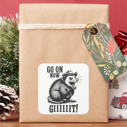 ヴィンテージ・カウボーイ・オポッサム Go On Now Git ウエスタン スクエアシール (クリスマス)