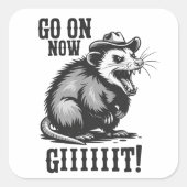ヴィンテージ・カウボーイ・オポッサム Go On Now Git ウエスタン スクエアシール (正面)