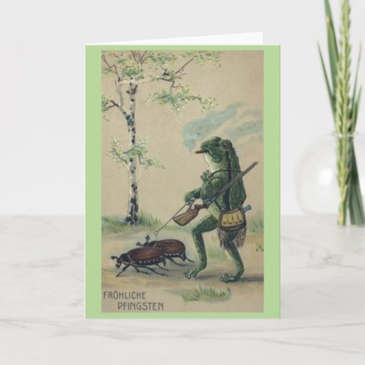 ヴィンテージ – カエルはペンテコステのアウトドアを楽しむ。 カード (正面)