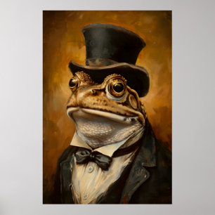 ヴィンテージ カエル肖像画アートプリント ゴシック動物の壁掛け ポスター