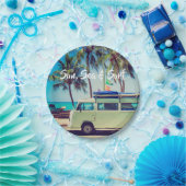 ヴィンテージ·カスタムビーチ·キャンパー·バスとヤシの木： ペーパープレート (パーティー)