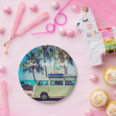 ヴィンテージ·カスタムビーチ·キャンパー·バスとヤシの木： ペーパープレート (パーティー)