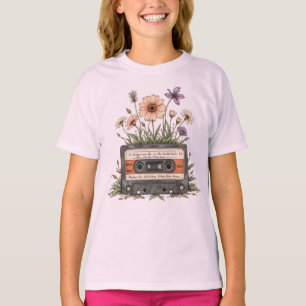 ヴィンテージ カセットテープ ワイルドフラワーズ コテージコア Tシャツ