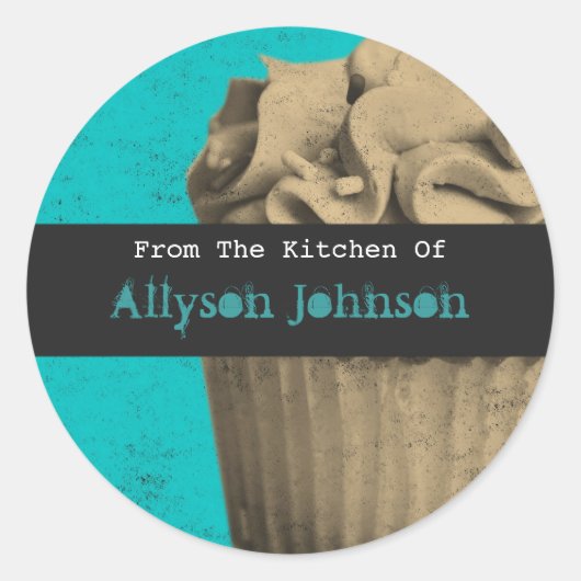 ヴィンテージ・カップケーキステッカーの台所から ラウンドシール (正面)