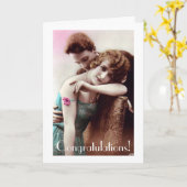 ヴィンテージ カップル ウェディング or アニバーサリー カード (黄色い花)