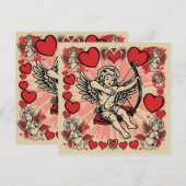 ヴィンテージ カップル 愛 招待状 (正面/裏面)