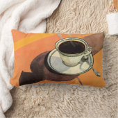 ヴィンテージ カップ コーヒー、ソーサー、スプーン、レトロ ダイナー ランバークッション (ブランケット)