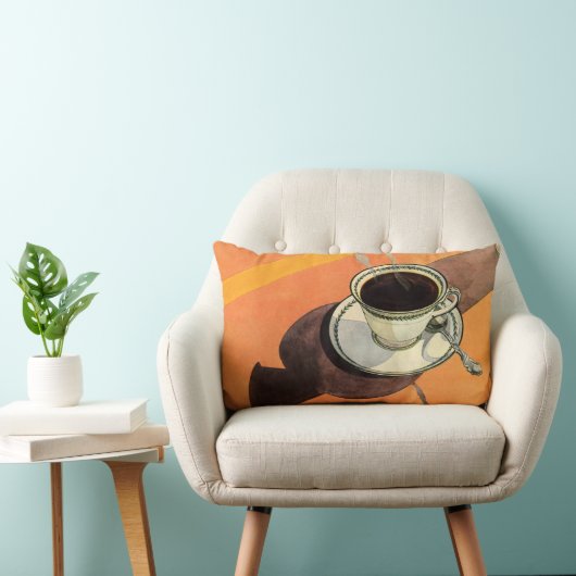 ヴィンテージ カップ コーヒー、ソーサー、スプーン、レトロ ダイナー ランバークッション (椅子)