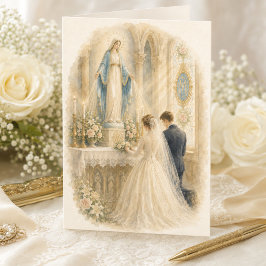 ヴィンテージ カトリックの結婚式の聖母の御絵 グレースアワーレディ サンキューカード