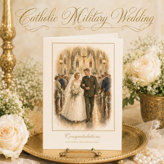 ヴィンテージ カトリック軍人 結婚式 ブライド グルーム カード