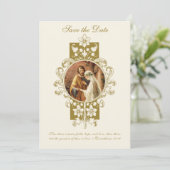 ヴィンテージ カトリック ウェディング エレガント Save the Date セーブザデート (スタンド正面)