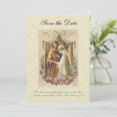 ヴィンテージ カトリック ウェディング 桜の花 宗教的 セーブザデート (スタンド正面)