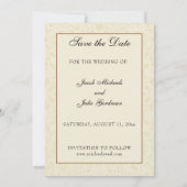 ヴィンテージ カトリック ウェディング 桜 宗教的 セーブザデート (裏面)