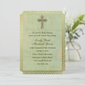 ヴィンテージ カトリック 十字架 アンティーク 結婚式 招待状 (スタンド正面)