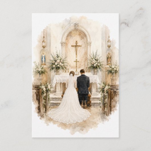 ヴィンテージ カトリック 結婚式 祈り ブライド＆グルーム カード (正面)