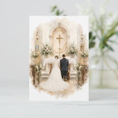 ヴィンテージ カトリック 結婚式 祈り ブライド＆グルーム カード (スタンド正面)