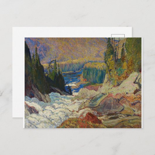 ヴィンテージ カナダの J. E. ジャクソン滝の絵 ポストカード (正面/裏面)