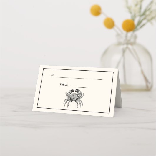 ヴィンテージ カニの絵 アイボリー プレイスカード (裏面)
