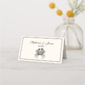 ヴィンテージ カニの絵 アイボリー プレイスカード (正面)