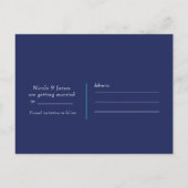 ヴィンテージ カニ ネイビーブルー エレガント セーブ・ザ・デート 案内ポストカード (裏面)