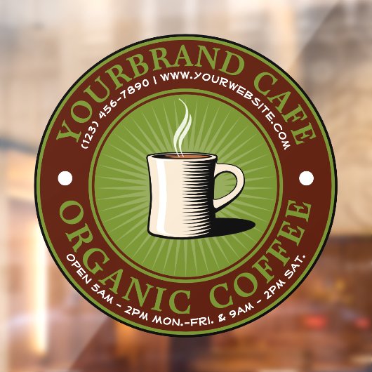 ヴィンテージ カフェ コーヒー ショップ テンプレート ウィンドウ シール ウィンドウサイン (シート2)