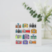 ヴィンテージ カメラ ポップ アート ポストカード (スタンド正面)