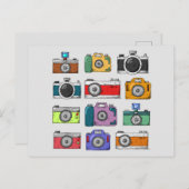 ヴィンテージ カメラ ポップ アート ポストカード (正面/裏面)