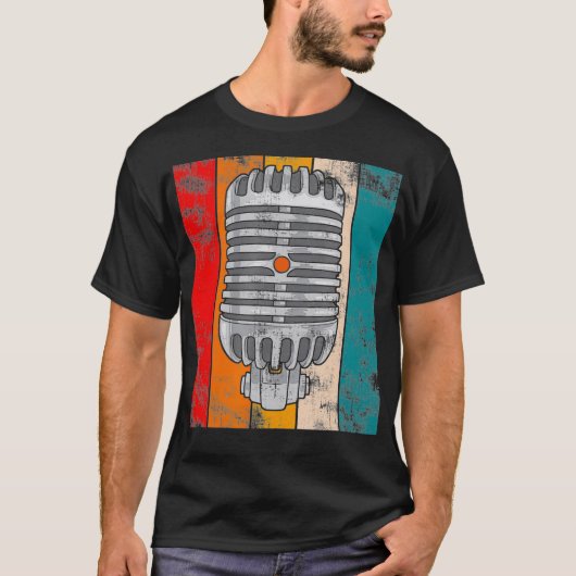 ヴィンテージ カラオケ マイク ギフト Tシャツ (正面)