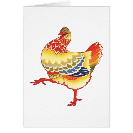ヴィンテージ カラフルな農場のニワトリ (正面)