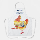 ヴィンテージ カラフルな農場のニワトリ エプロン (正面)