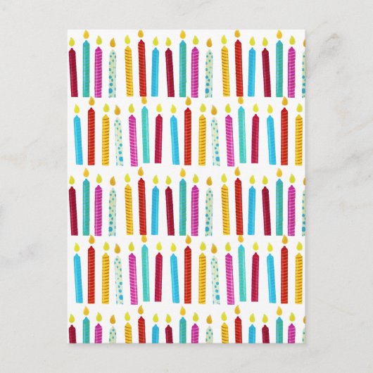 ヴィンテージ カラフル バースデー キャンドル パーティー ポストカード (正面)