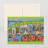 ヴィンテージ カラフル ランカスター PA ポストカード (正面/裏面)