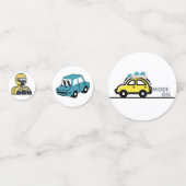 ヴィンテージ カラー おもちゃの車 テーブル コンフェッティ (正面)