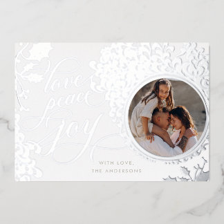 ヴィンテージ カリグラフィー ラブ・ジョイ・ピース 1枚の写真 箔シーズンカード