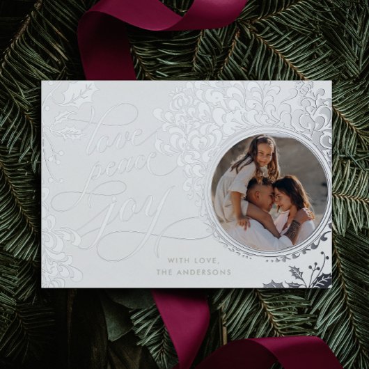 ヴィンテージ カリグラフィー ラブ・ジョイ・ピース 1枚の写真 箔シーズンカード