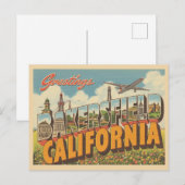 ヴィンテージ「カリフォルニア州ベーカーズフィールドからの挨拶」 ポストカード (正面/裏面)