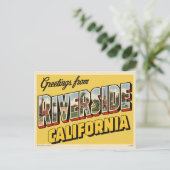 ヴィンテージ "カリフォルニア州リバーサイドから挨拶" ポストカード (スタンド正面)