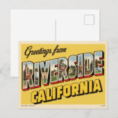 ヴィンテージ "カリフォルニア州リバーサイドから挨拶" ポストカード (正面/裏面)