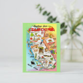 ヴィンテージ カリフォルニア州 マップ ポストカード (スタンド正面)