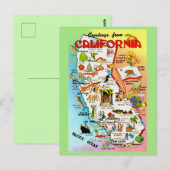 ヴィンテージ カリフォルニア州 マップ ポストカード (正面/裏面)