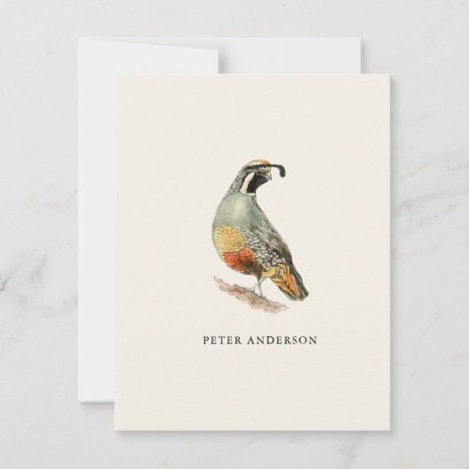 ヴィンテージ カリフォルニア クイル フラット ノートカード (正面)